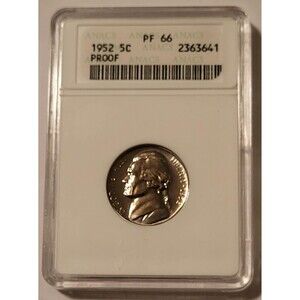 1952 Jefferson Nickel Proof PF66 ANACS